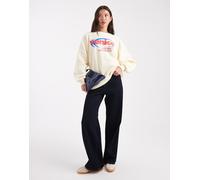 ONLY - Venice - Felpa color panna squadrata con stampa-Bianco 36