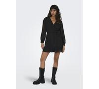 ONLY Onltiva L/S Dobby Fake Wrap Dress Wvn Mini Abito, Nero, S Donna