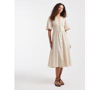 Only - Vestito camicia midi effetto lino beige-Neutro 36