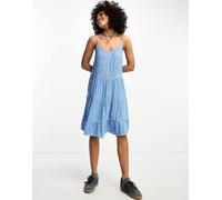 Only - Vestito corto a balze blu a fiori 38