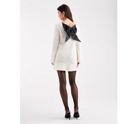 ONLY - Vestito corto bianco con paillettes e fiocco sul retro 36