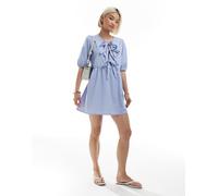 ONLY - Vestito corto blu chiaro a righe con allacciatura frontale 42