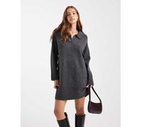 ONLY - Vestito corto grigio in maglia con colletto stile polo 36
