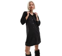 Only - Vestito corto in denim nero con maniche a sbuffo 34