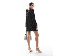 ONLY - Vestito corto nero con paillettes e fiocco sul retro 36