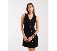 ONLY - Vestito corto senza maniche in misto lino nero 36