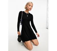 Only - Vestito corto skater in maglia nera-Nero 40
