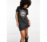 Only - Vestito corto stile T-shirt nero slavato con grafica 34