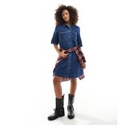 ONLY - Vestito di jeans a maniche corte blu lavaggio scuro 38
