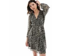 ONLY - Vestito grembiule corto allacciato in vita con stampa leopardata-Multicolore 36