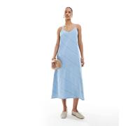 ONLY - Vestito in chambray azzurro con gonna al polpaccio e spalline sottili-Blu 34