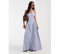 ONLY - Vestito lungo a righe azzurre con vita scesa-Blu 40