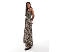 ONLY - Vestito lungo con fiocco e stampa leopardata-Marrone 38