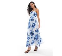 ONLY - Vestito lungo con spalline sottili con stampa floreale blu sfocata 34