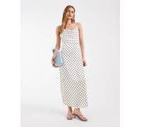 ONLY - Vestito lungo in raso bianco a pois 36