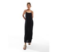 ONLY - Vestito lungo nero testurizzato con spalline sottili 38