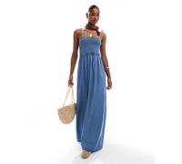 ONLY - Vestito lungo stile grembiule in denim blu medio 40