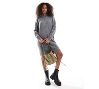 ONLY - Vestito maglia midi grigio scuro mélange con zip corta 36