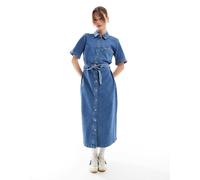 ONLY - Vestito midi allacciato in vita blu lavaggio medio 38