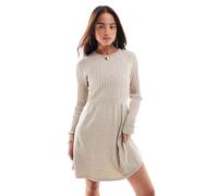 Only - Vestito skater corto in maglia a trecce beige-Neutro 38