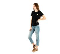 Only - T-shirt nera con stampa di cuore-Black XS
