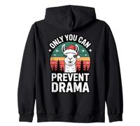 Only You Can Prevent Drama Funny Camping Christmas Llama Felpa con Cappuccio