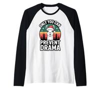 Only You Can Prevent Drama Funny Camping Christmas Llama Maglia con Maniche Raglan