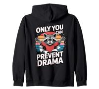 Only You Can Prevent Drama Funny Camping Raccoon Retro Felpa con Cappuccio