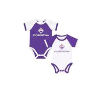 Only4fan srl ACF Fiorentina Set 2 Body Manica Corta Neonato Biancheria Contenitiva per Bambino, Bianco, 0-3 Mesi Unisex-Bimbi