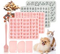 Onlyesh 4 Pezzi Stampi in Silicone, Stampo Riutilizzabile in Silicone, con Raschietto per Pasticceria e Spazzola da Cucina, per Fare Biscotti per Cani, Cioccolato, Dolci