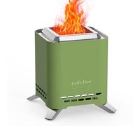 Onlyfire 16,5 cm Quadrato Braciere Senza Fumo da Tavolo, Focolare Portatile con Staffa per Vaso e Borsa da Trasporto, Bruciatura a Legna e a Pellet, per Campeggio all'aperto Patio, Acciaio Inox, Verde