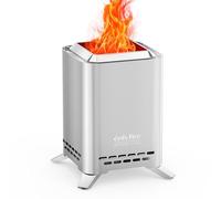 Onlyfire 20 cm Quadrato Braciere Senza Fumo da Tavolo, Focolare Portatile con Staffa per Vaso e Borsa da Trasporto, Bruciatura a Legna e a Pellet, per Campeggio all'aperto Patio, Acciaio Inox