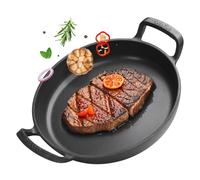 Onlyfire Φ26,5 cm Piastra Rotonda in Ghisa con Manici, Padella BBQ per Grill a Gas, Grill a Carbonella e La Maggior Parte dei Forni