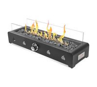 Onlyfire Braciere a gas rettangolare da tavolo, 6,5 kW, riscaldatore esterno con pietre laviche e protezione antivento in vetro, braciere propano per patio, cortile