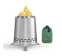 Onlyfire Braciere Senza Fumo da Tavolo, Focolare Portatile con Staffa per Vaso e Borsa da Trasporto, Bruciatura a Legna e a Pellet, per Campeggio all'aperto Tailgating Patio Backyard, Acciaio Inox