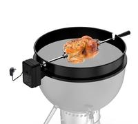 onlyfire BRK-6201 - Kit di anelli per girarrosto in acciaio verniciato nero con motore a batteria con adattatore di alimentazione per Weber 57 CM Kettle Grill a carbone e altri modelli di dimensioni
