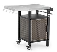 onlyfire Carrello per Barbecue,Tavolo da Servizio da Giardino con Scatola per Condimenti e Spazio di Archiviazione Chiuso,per Grigliare e Cucinare All'aperto(88.5×56×91 cm