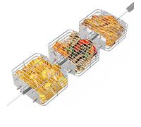 Onlyfire Cestello Quadrato per Girarrosto in Acciaio Inossidabile da 2 Pezzi, Cestello Universale per Barbecue, per La Maggior Parte Delle Grill a Carbone e a Gas, 19 * 18,7 * 8 cm, 3 Pezzi
