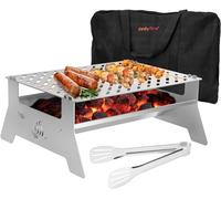 Onlyfire griglia a carbone mobile, Barbecue da tavolo a carbonella con pinza per carne e borsa da trasporto per spiaggia, campeggio, giardino