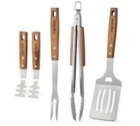 onlyfire Set di Attrezzi per Il Barbecue da 5 Pezzi, Spatola per Piastra Forata, Pinze da Cucina, Forchetta per Grill e 2 Pezzi Sollevatore per Griglia, Utensili per Grigliate e Cucina All'aperto