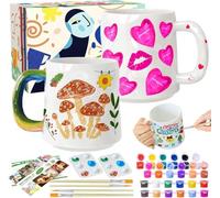 ONLYFUN Kit per dipingere tazze in ceramica - Kit fai da te con colori, pennelli e istruzioni, ideale per adulti, bambini e progetti creativi a casa