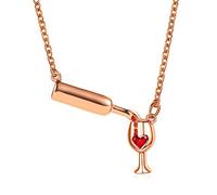 ONLYJUMP Collana da donna con ciondolo a forma di bicchiere da vino, delicata collana con ciondolo a forma di bottiglia di vino rosso, collana con ciondolo a goccia d'acqua in ossido di ossido di