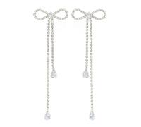 ONLYJUMP Orecchini a fiocco in oro da donna con strass lunghi orecchini a nappa con fiocco a nastro orecchino a goccia frangia cascata pendenti matrimonio ballo moda gioielli regalo, Large, Zinco