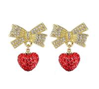 ONLYJUMP Orecchini a forma di cuore rosso da donna, delicati orecchini a forma di cuore con pesca rossa intrecciata, orecchini unici con lettera d'amore, Grande, Lega di acciaio, Non pietra preziosa