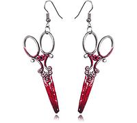 ONLYJUMP Orecchini gotici a forma di forbici, da donna, alla moda, in argento, punk, a forma di cuore, con pendente a forma di cuore, gioielli regalo per parrucchieri, Metallo, Nessuna pietra preziosa