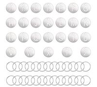ONLYKXY 26 etichette con lettere dell'alfabeto dalla A alla Z, in acciaio inox, numerate, etichette da appendere per bagagli, etichette identificative con anelli, per scatole portachiavi organizzate