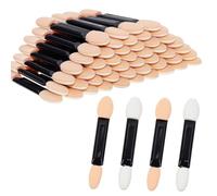 ONLYKXY Pennello da trucco per ombretto, bianco e beige, morbido, a doppio lato, multiuso, applicatore in spugna, punta a bastoncino, mini strumento cosmetico ovale da viaggio, con contenitore, per