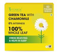 ONLYLEAF - Tè verde alla camomilla per alleviare lo stress e dormire bene, realizzato con fiori di camomilla naturali al 100%, 52 bustine di tè piramidali (50 bustine di tè + 2 campioni)