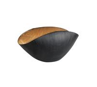 Onlylux Coppa Burano in Vetro Centrifugato Decorato a Mano - Centrotavola Decorativo 28 x 9,5 cm - Coppa in Vetro Artigianale per Arredo Casa - Nero Mat Oro