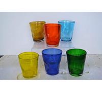 ONLYLUX Set 6 Bicchieri in Vetro Modello EOLO Colori Assortiti H. 10 CM